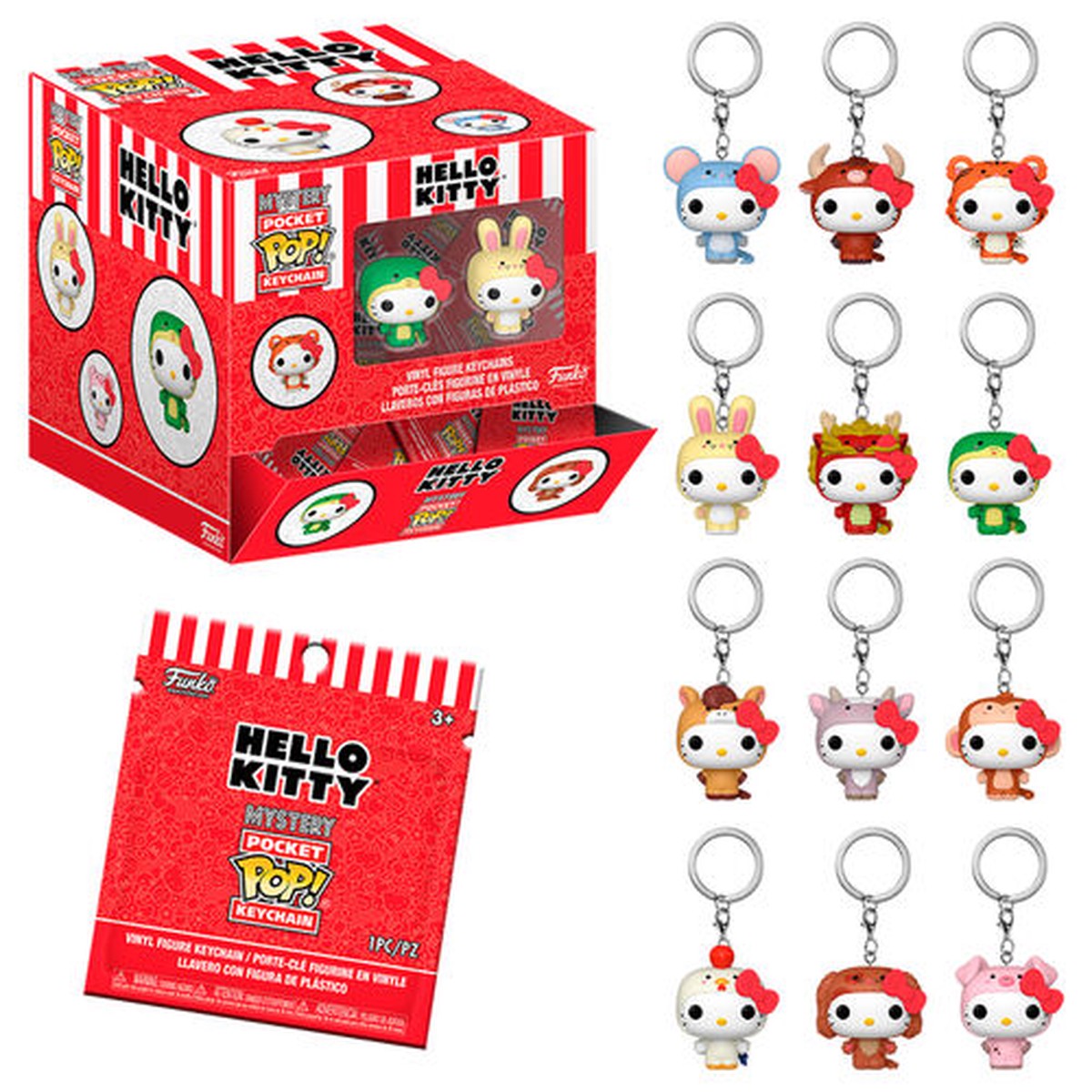 FUNKO MYSTERY POCKET POP! HELLO KITTY: ANIMALS (BLIND BOX / RANDOM) VINYL FIGURE KEYCHAINS