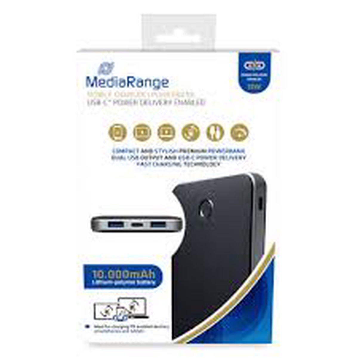 MEDIARANGE POWERBANK 10.000mAh DUAL USB C