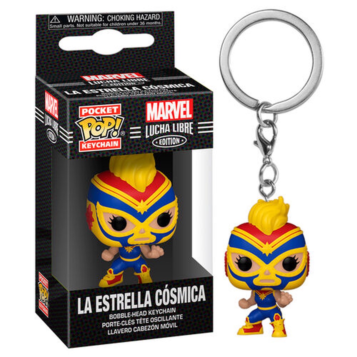 FUNKO POCKET POP! MARVEL LUCHA LIBRE EDITION - LA ESTRELLA COSMICA BOBBLE-HEAD VINYL FIGURE KEYCHAIN